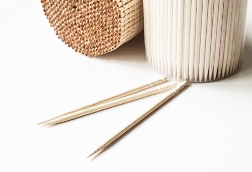 Miniatura 2 de Makerstep 1000 palillos de dientes de madera con mango adornado en recipiente para palillos de dientes, 2 paquetes de 500, bueno para fiestas,