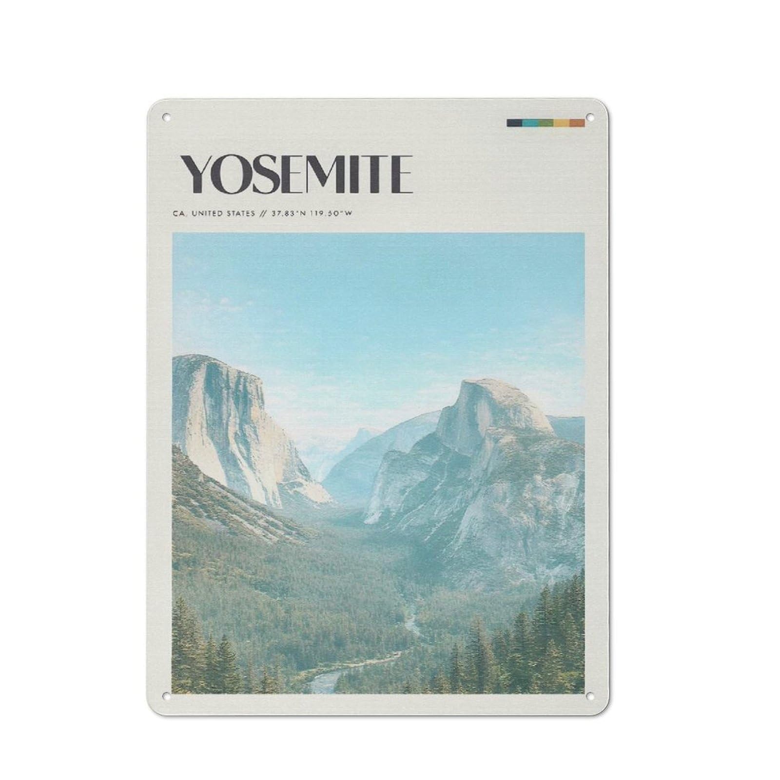 Junmoney Style-19 Decorative Tin Plaque With Yosemite National Park Vintage (3) Design 40X30cm, Nostalgic Home Bar Decor For Bar, Kitchen, Garage Or Games Room