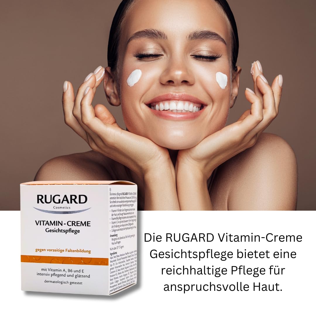 Vitamin Creme Gesichtspflege 3x 100 ml I gegen vorzeitige Faltenbildung I intensiv pflegend und glättend I Collagen, Vitamin A, Vitamin E, Vitamin B6 I Spar-Set plus Pharma-Perle givew-away