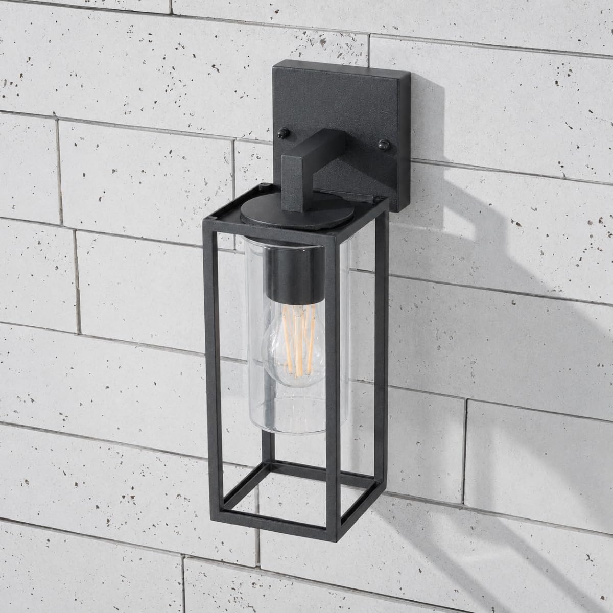 CGC Lighting Lampada da Parete per Esterno Colore Nero, Lanterna da Giardino, Tradizionale, Lampadina E27 (Nero verso il basso)