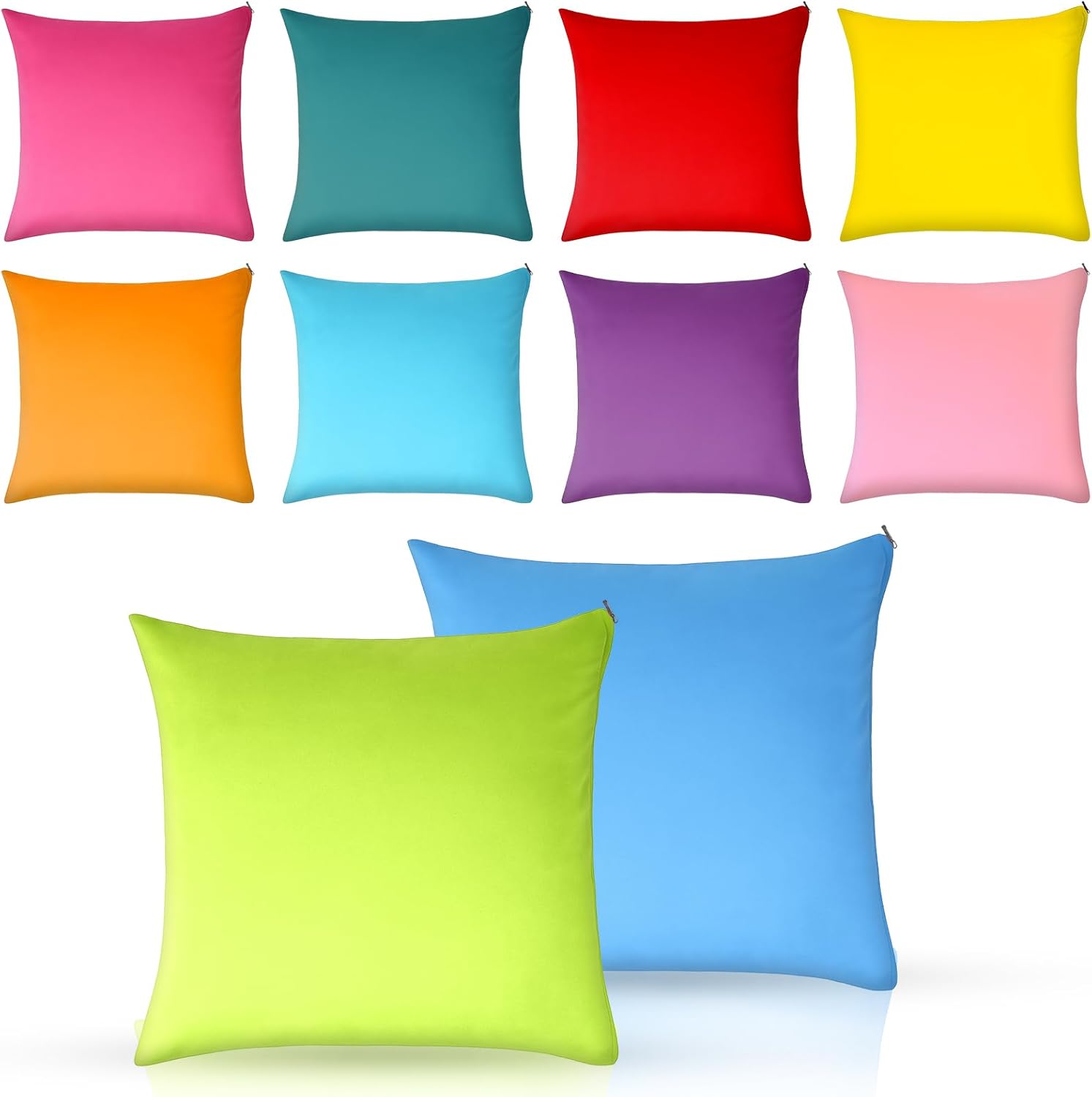 10 Pcs 18 x 18 Inch Decorative Throw Pillow Covers, 10 Colors Linen Pillow Cases Colorful Square Cushion Covers with Hidden Zipper for Sofa Bedroom Living Room Patio Decor