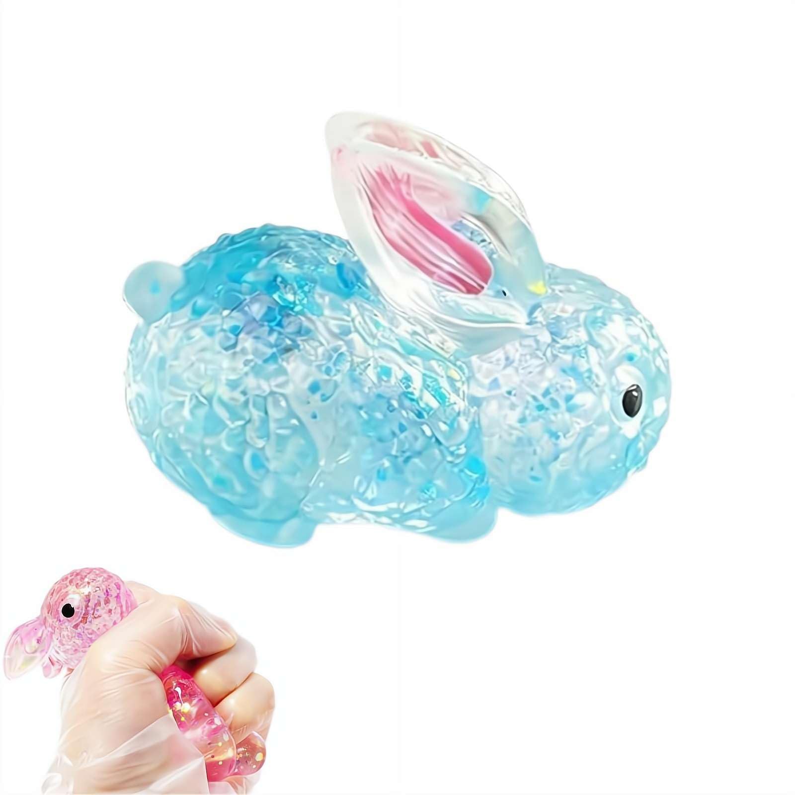FDEFIRTFG Squeeze toys, SugarToys Easter Rabbit Stress Balls, Basket Stuffer, Easters Bunny Squeeze Fidget Toys(Blue)