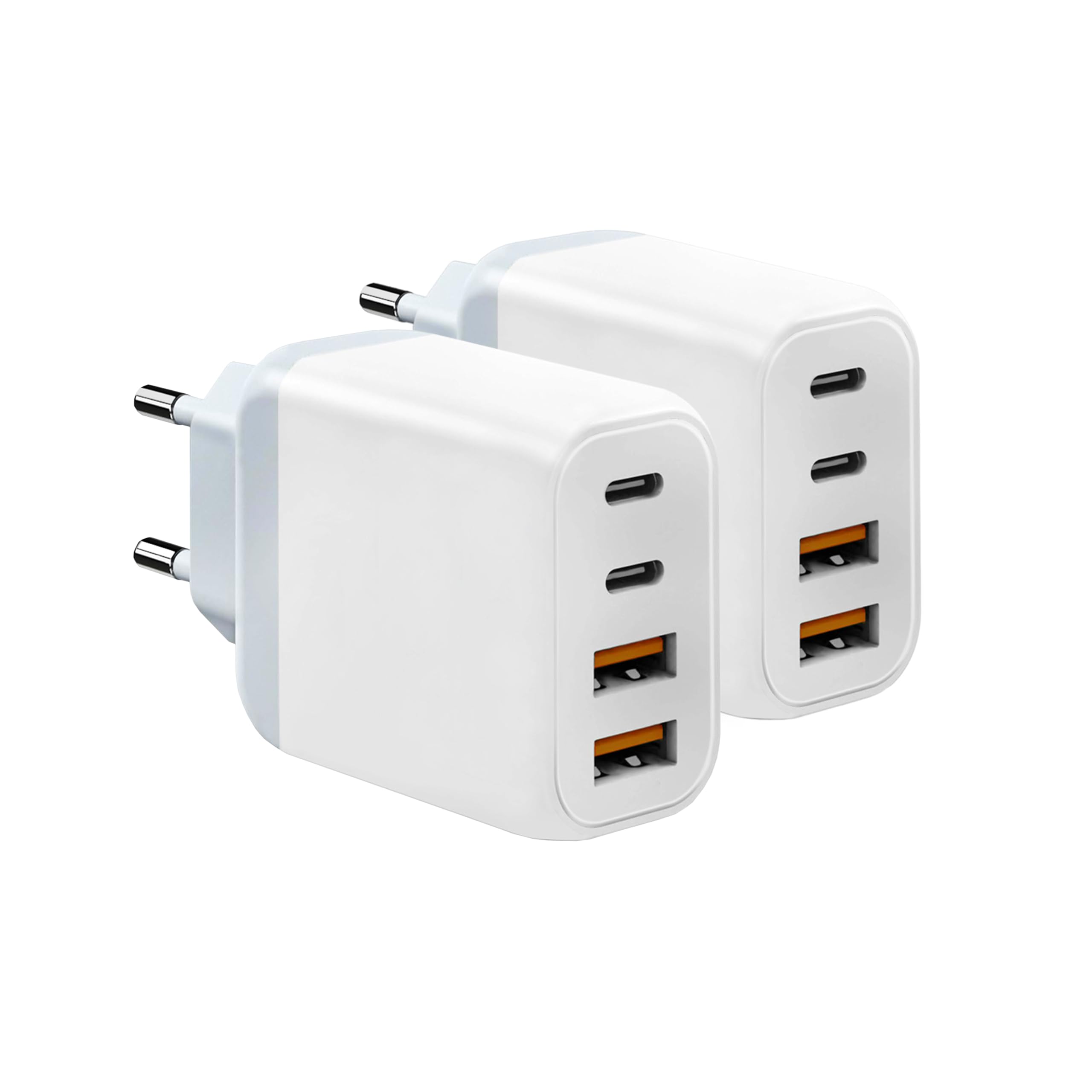 2 Pezzi Caricatore Rapido USB C Plug, Adattatore di Caricabatterie USB C a 4 Porte Da 20 W per iPhone 16 15 14 13 12 11 Pro Max SE XS XR 8 Plus SE, iPad, Samsung Galaxy