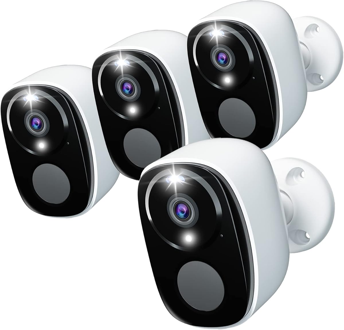 4Pack Security Cameras Wireless Outdoor 2.4G&5G WIFI, 2K Battery Powered | Cameras for Home Security,Spotlight & Siren Alarm, 2-Way Audio, Color Night Vision, AI Detection,Works w/Alexa,Waterproof