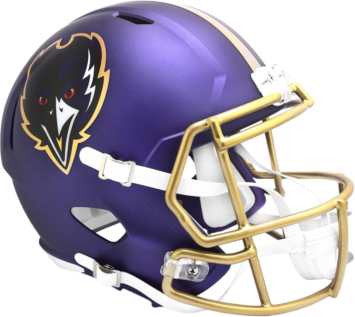 Baltimore Ravens Alternate 2024 On-Field Matte Purple Riddell Speed Replica Full Size Football Helmet - NFL Replica Helmets