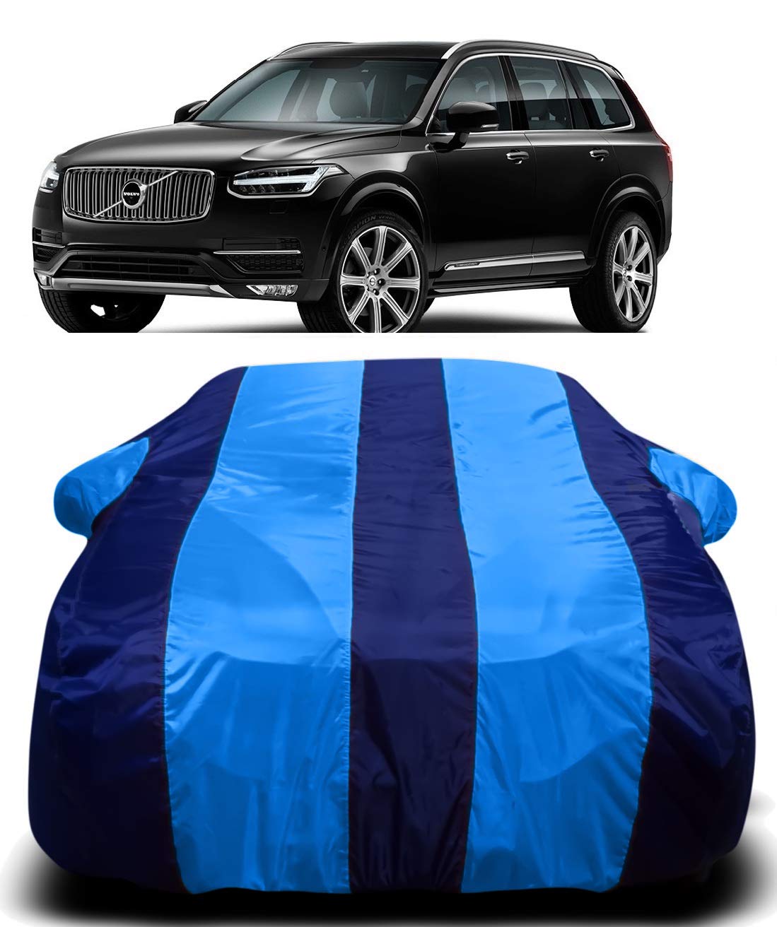 S SHINE MAX 190T Imported Fabric Car Cover for Volvo XC60 with Ultra Surface Body Protection (Blue Stripes)