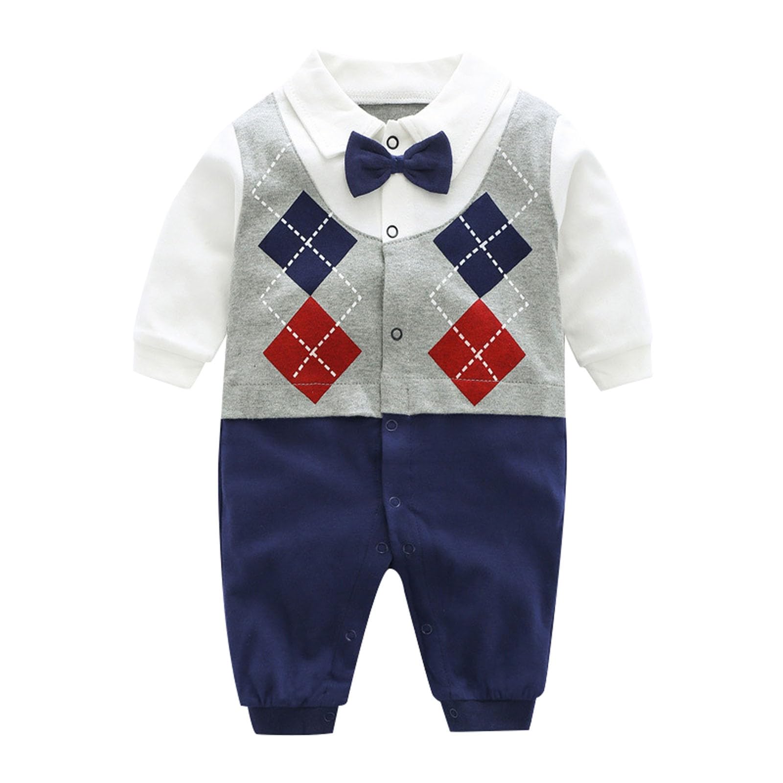 BODOAONewborn Baby Boy Bodysuits Short Sleeve Gentlemen Romper Boys Size 24 Months Clothes