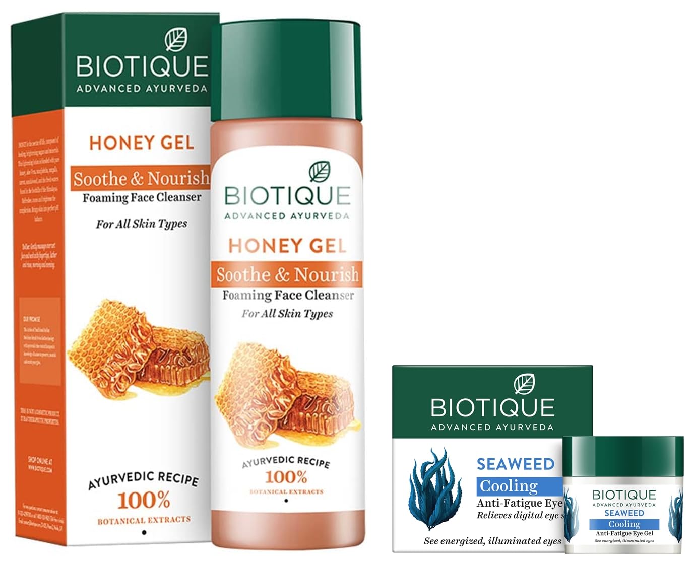 Biotique Bio Seaweed Revitalizing Anti Fatigue Eye Gel, 15g And Biotique Bio Honey Gel Refreshing Foaming Face Cleanser, 120ml-image-27