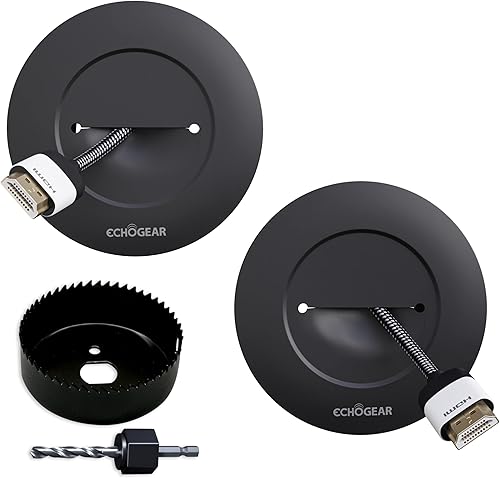 ECHOGEAR Ocultador de cables de TV para TV montada en la pared - Kit de gestión de cables oculta cables de TV - Incluye 2 pasos de cable, soportes