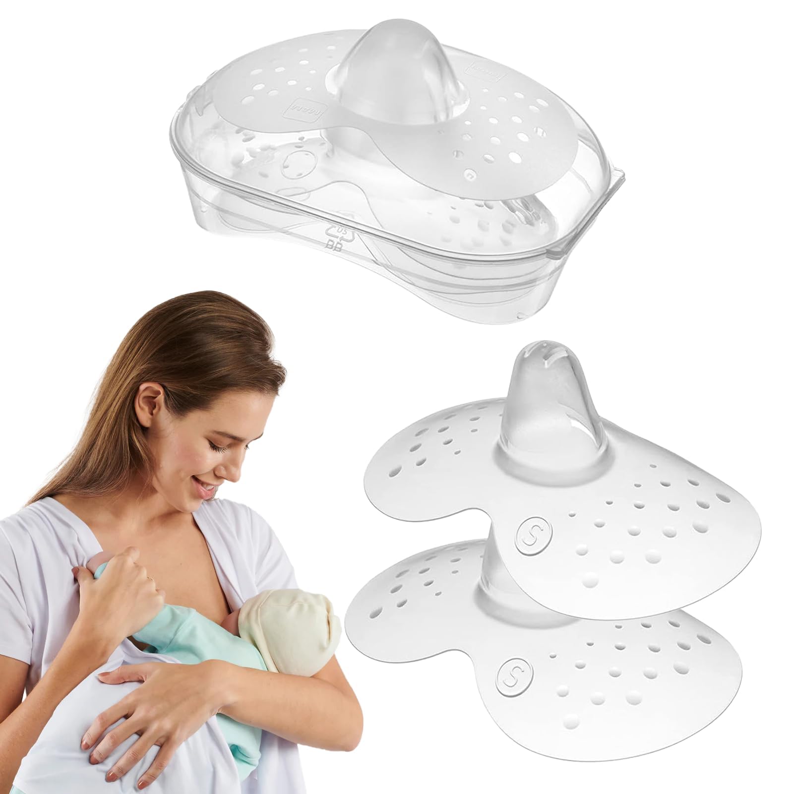 Lot de 2 tétines d'allaitement pour maman et étui, taille S, tétines d'allaitement, tétines d'allaitement Mam S, tétines d'allaitement Mam, taille S, pour un contact maximal avec la peau entre la mère