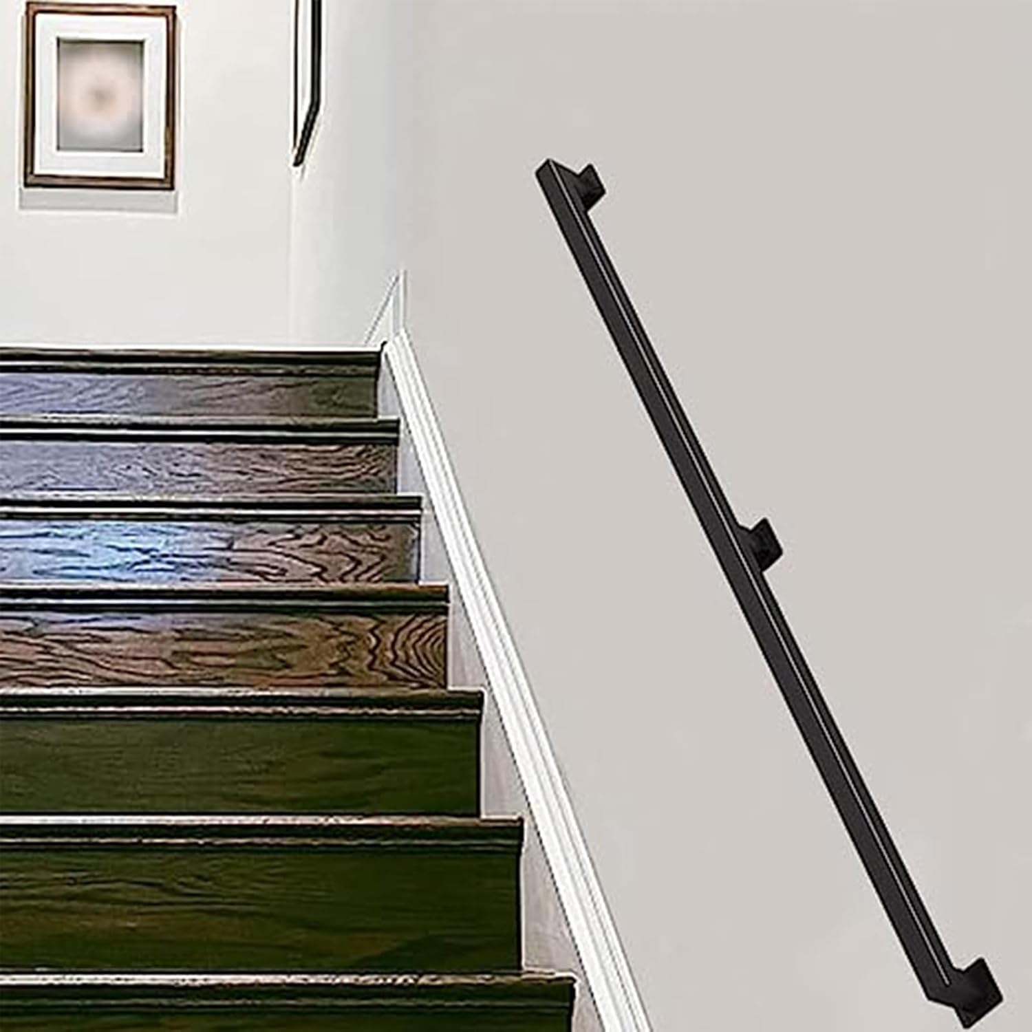 Rampe d'escalier en fer forgé de style minimaliste noir mat pour intérieur de 600cm
