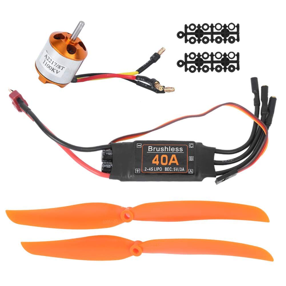 Dilwe Kit di Alimentazione Aereo RC, Motore Brushless 1100KV 40A ESC SG90 9G Servo 1060 Compatibile con Aereo RC(Motore 1100KV + ESC 40A + Servo 9G + 1060)