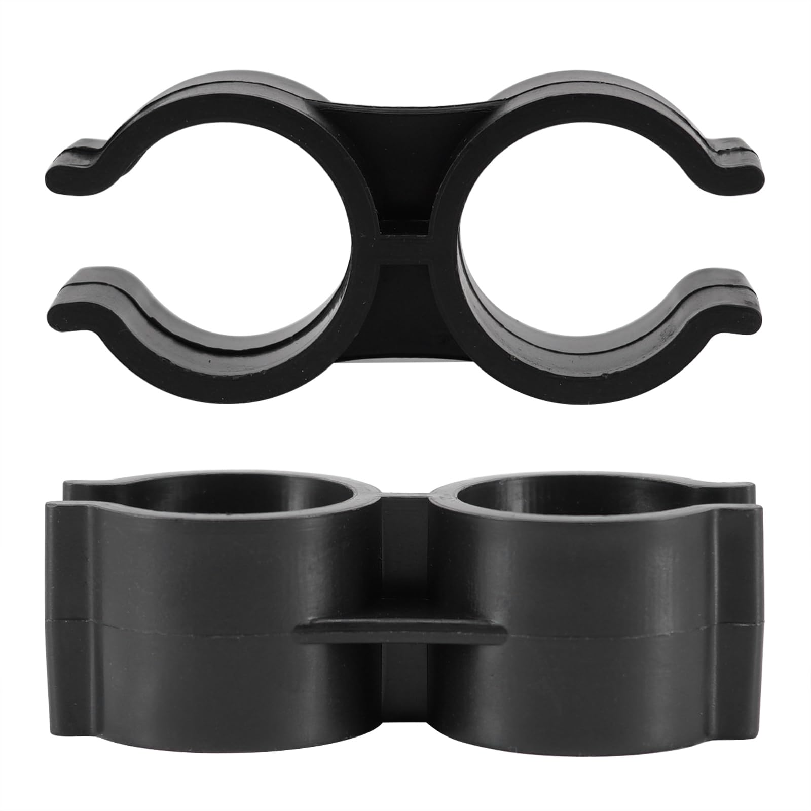 16Pcs Plastic Black Double Pipe Clamps, 20mm H-Type Double Port Pipe Clips, Warehouse Supermarket Shelf Pole Connector, Tube Buckle - Image 4