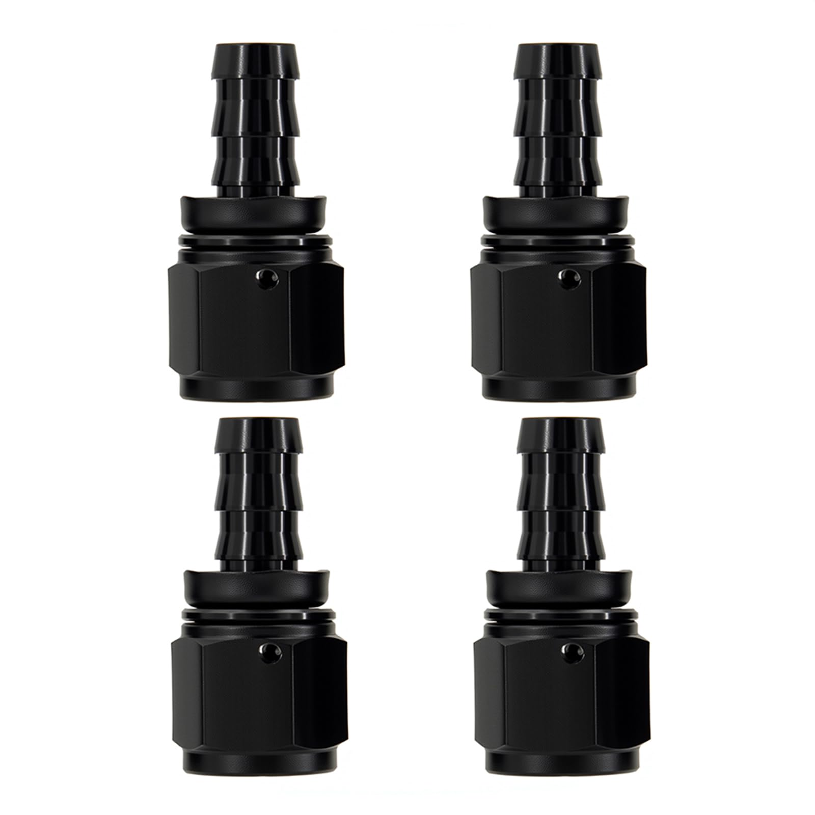Raccord droit AN8 noir en aluminium de haute précision pour circuit de carburant lot de 4