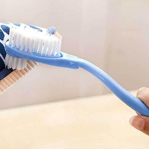 Miniatura 2 de Mango largo Zapatos de doble cabeza Cepillos de limpieza Baño Cocina Herramientas de lavado (azul)