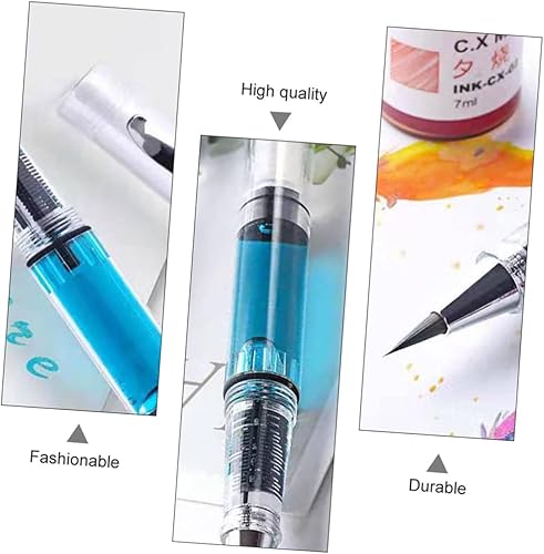 Miniatura 4 de EXCEART Pluma de pincel recargable 6 unids pluma estilográfica cepillo pistón llenado pluma estilográfica pluma agua cepillo plumas caligrafía