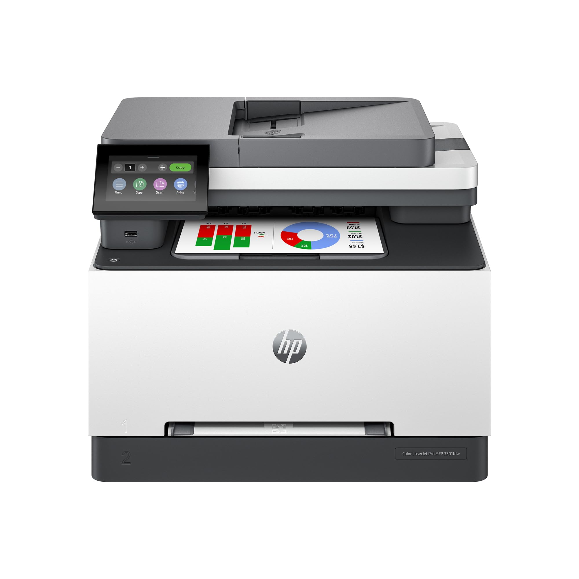 HP Color Laserjet Pro MFP 3301fdw Wireless All-in-One Color Laser Printer, Office Printer, Scanner, Copier, Fax, ADF, Duplex, Best-for-Office (499Q5F)