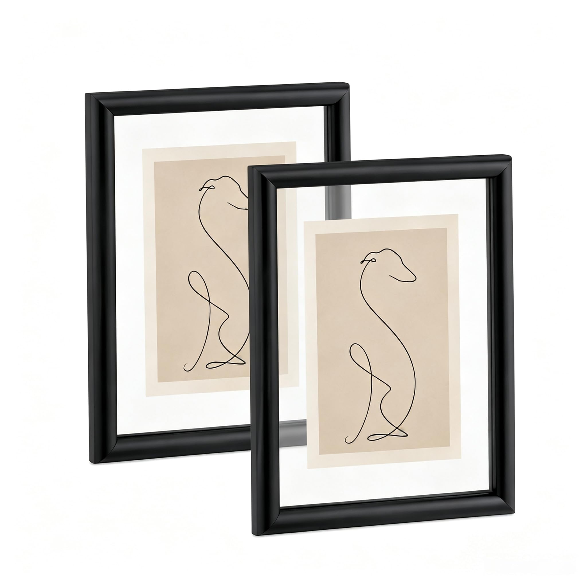 2 PCS 4x6 Metal Photo Frame, Aluminium Freestanding Photo Frame, Double Side Metal Picture Frame with Acrylic Glass, Floating Picture Frame for Home, Bedroom, Living Room, Office Black