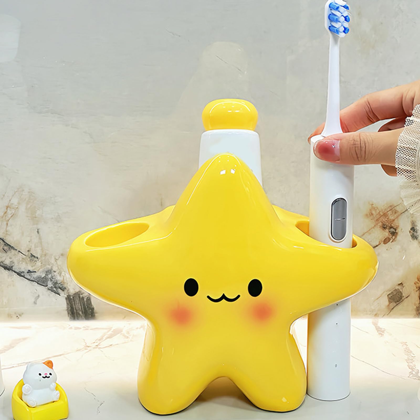Organizzatori per spazzolini da denti e dentifricio a parete con vassoio drenaggio, portaoggetti salvaspazio per bagno Porta spazzolino elettrico Organizzatori da banco per bagno