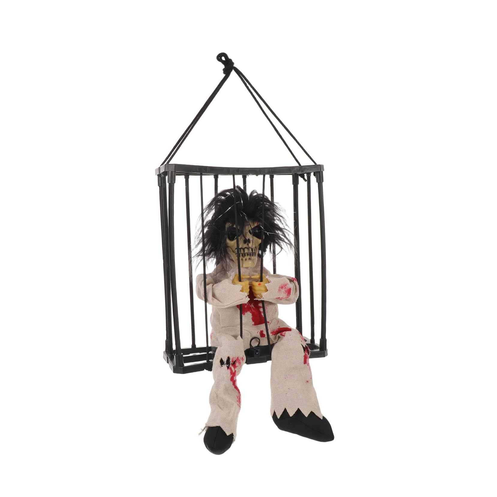 Fantôme électrique d'Halloween en cage déco crâne hurlant et lumineux réutilisable