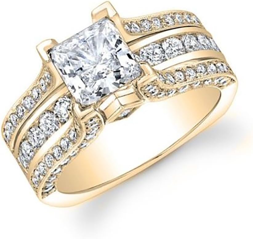 2.00ct Princess Cut Diamond Engagement Ring in 14k Yellow Gold (6.5)