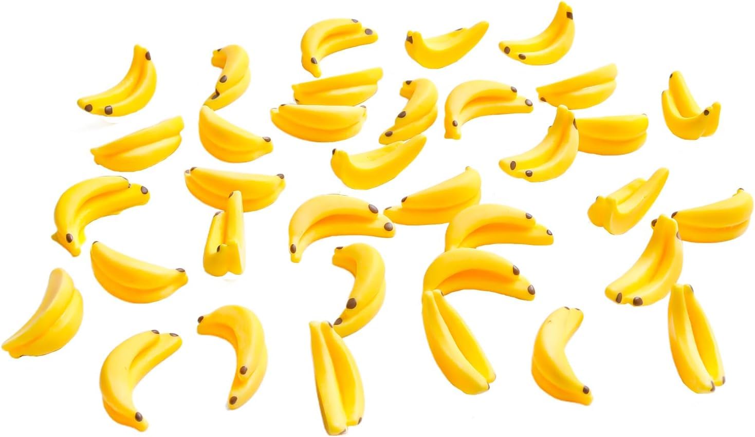 35Pcs Yellow Miniature Bananas 1/12 Scale Banana Models Miniature Fruit Fake Mini Fruits for Mini House Kitchen Fairy Garden Decor，Dollhouse