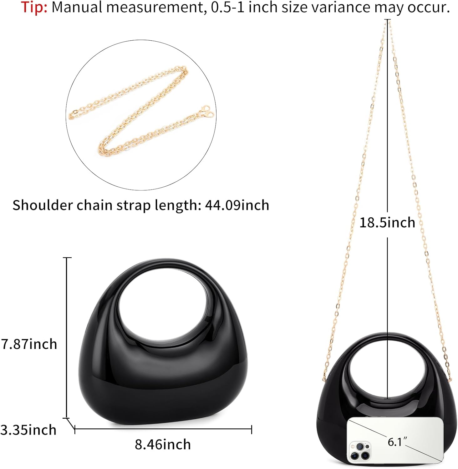 RNIEGA Clutch Purse for Women, Moon Evening Bag, Unique Handbag with Chain for Wedding Party Prom