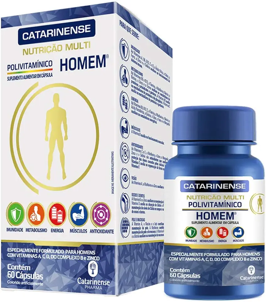 Polivitamínico A-Z Homem - 60 Cápsulas - Catarinense