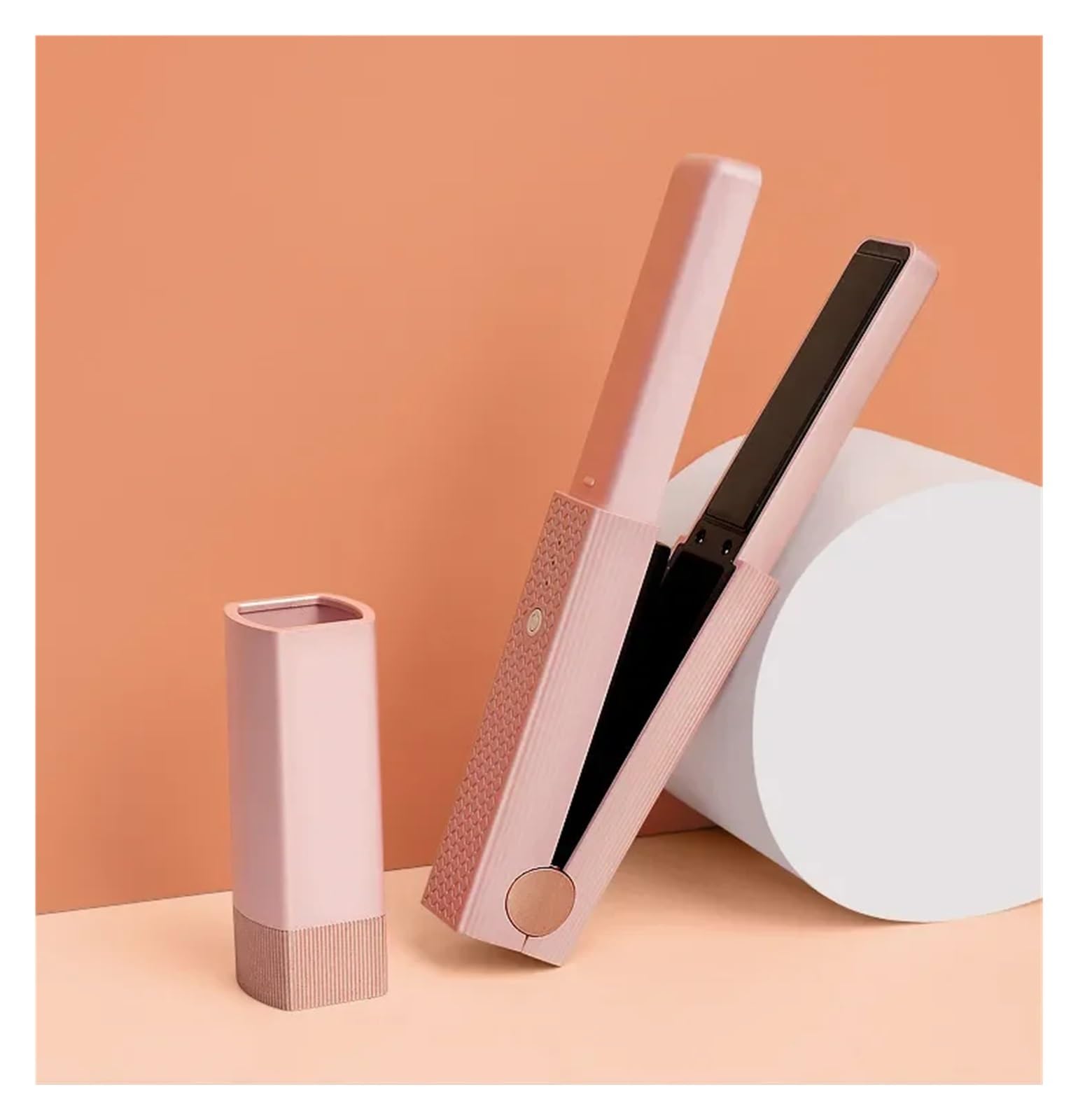 Alisador de pelo inalámbrico Usb, Mini rizador de pelo de cerámica, 3 planchas planas portátiles de temperatura constante for viajes cuicui (Size : Rosa)