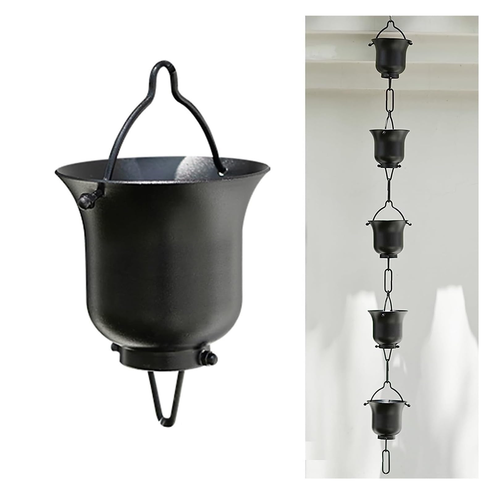 WEBSID Diverter Downspouts,Rain Chain, Decorative Rain Catchers,Movable Hangi Metal Divert Water For Eaves Drainage/Rain Gutter, Adjustable Flower Rain Catcher Chain, Garden Decoration Downspout Ch