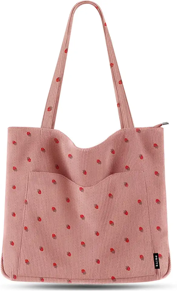 Prite Corduroy Shoulder Pockets Strawberry