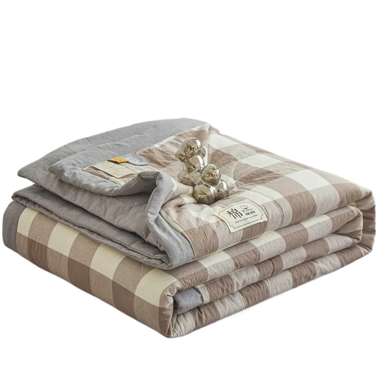KHASCBNF Lightweight Duvet Air Conditioning Quilted Comforter Pure Cotton Summer Washable Quilt Core Plaid Soft Duvet For Single Twin