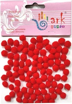 Red Pom Poms 7mm - 100 Pack by arkCRAFT