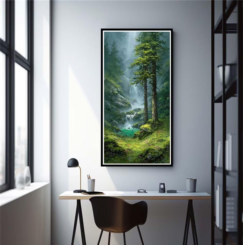 Waterfall Diamond Art Kits Adults, DIY 5D Large Diamond Painting Forest Crystal Art Kits 35.4 x 70.9 Inch, Embroidery Cross Stitch Canvas Painting by Numbers for Home Wall Decor Gifts (RD963)