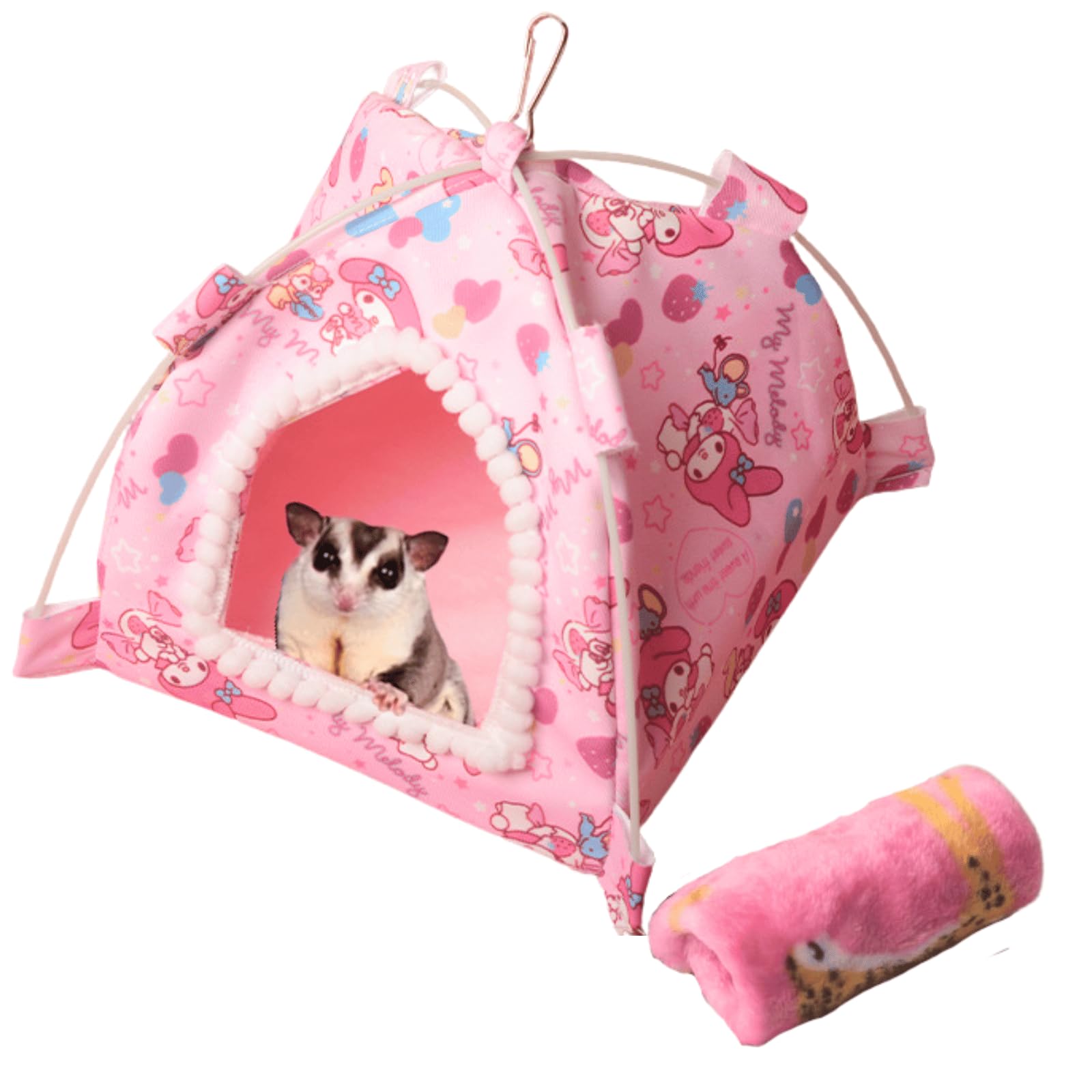 Sugar Glider Tent Nest with Blanket Hamster Sleeping Bed Hamster Hideaway Habitat Hammock Hut Hamster Cave Bed Hamster Tent Hideout Plush Canvas Tents