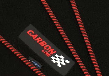PETEX Carbon Car Mat Universal 4-Piece Black/Red