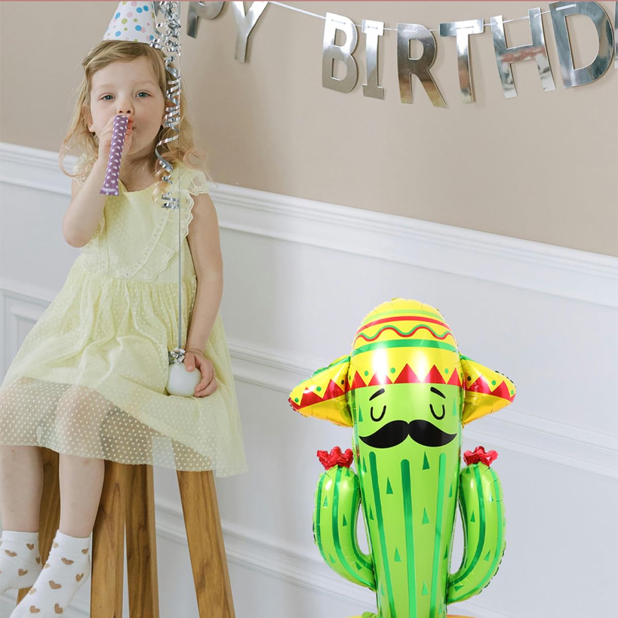 4 Stück Kaktus Folienballons aus Aluminiumfolie Grün für Partydeko