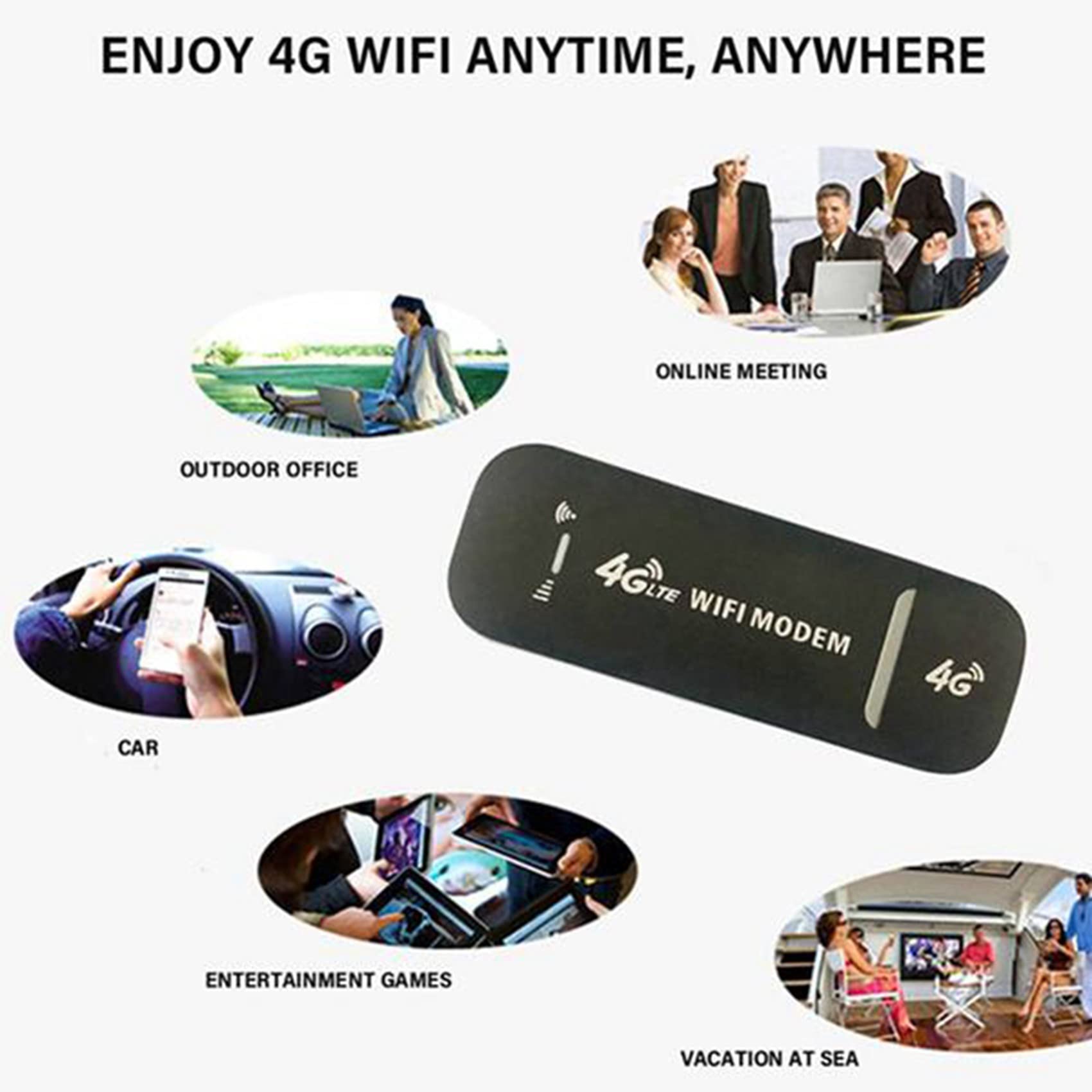 5X Adaptador de Red de MóDem USB 4G LTE con Punto de Acceso WiFi Tarjeta SIM Enrutador Inalámbrico 4G