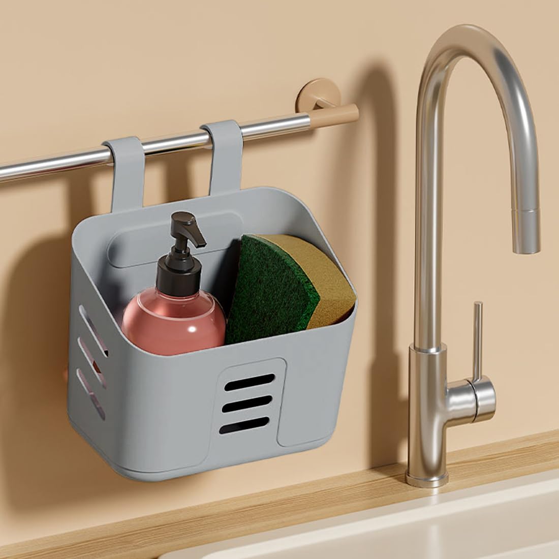 Cortina Plastic Hanging Baskets With Hooks, Cabinet Door ,Bedside ,Toothbrush Holder Versatile Storage Baskets For Home Organization Essential Bathroom Accessories [Small,Grey]-image-16