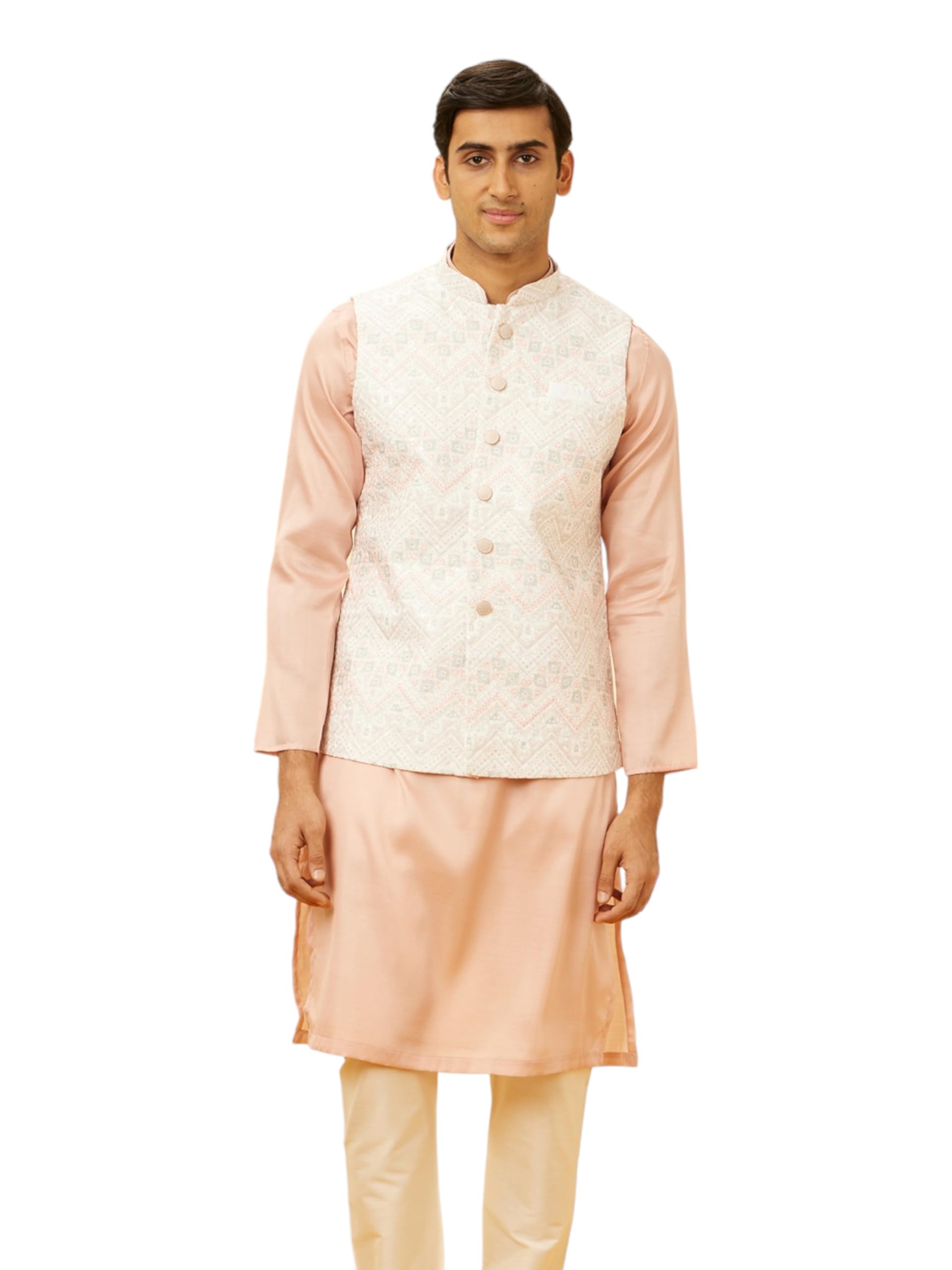 Men's Art Silk Chikankari Sequinned Jacket (1pc)