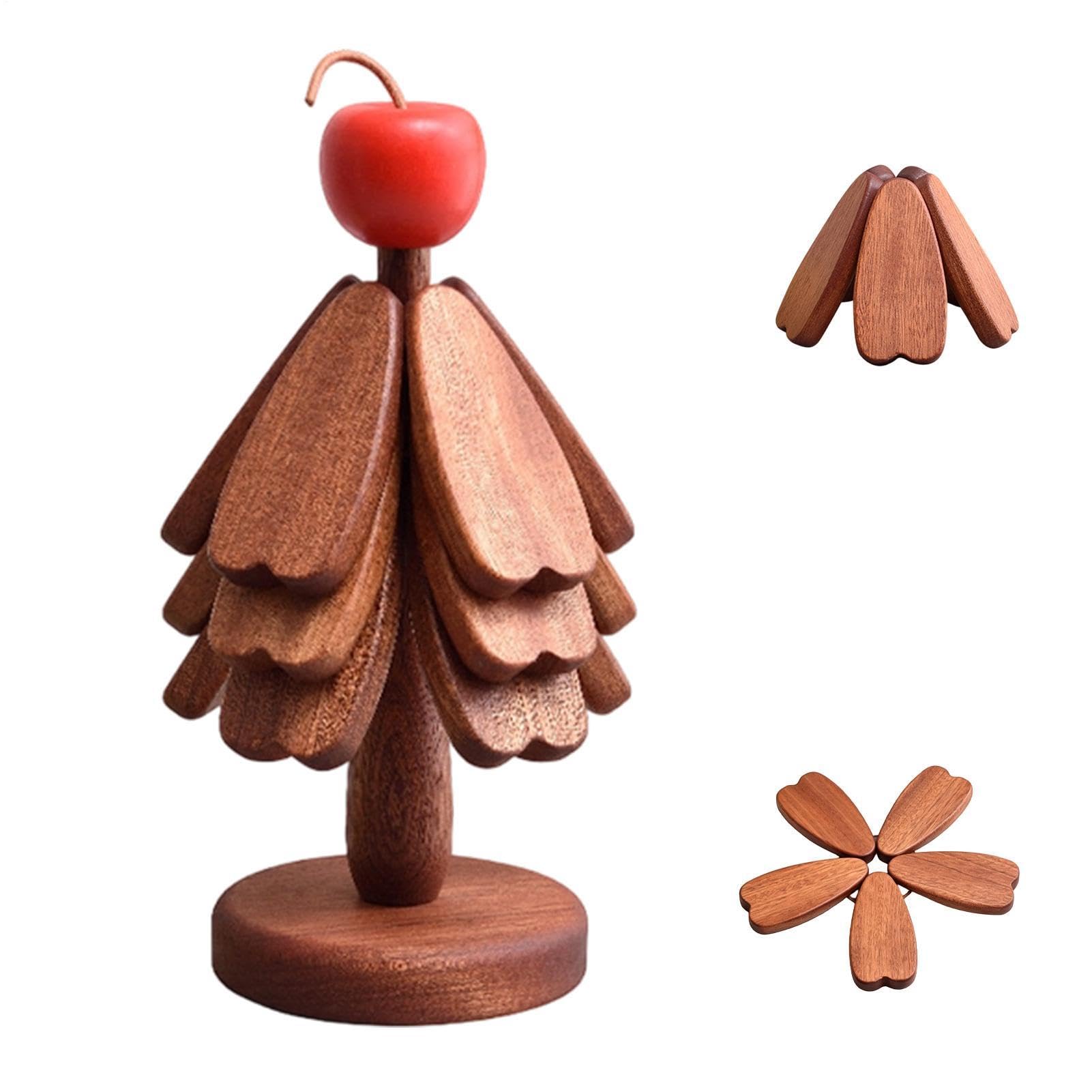 Set De sous-Plats en Bois avec Arbre Support Décoratif en Bois pour