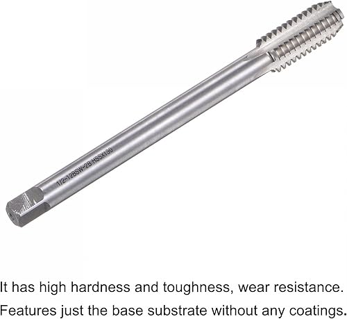 Miniatura 4 de uxcell Grifos de fresado de rosca, 12-12 BSW de acero de alta velocidad (HSS), 4 flautas rectas para roscado de rosca de tornillo, 5 pulgadas de