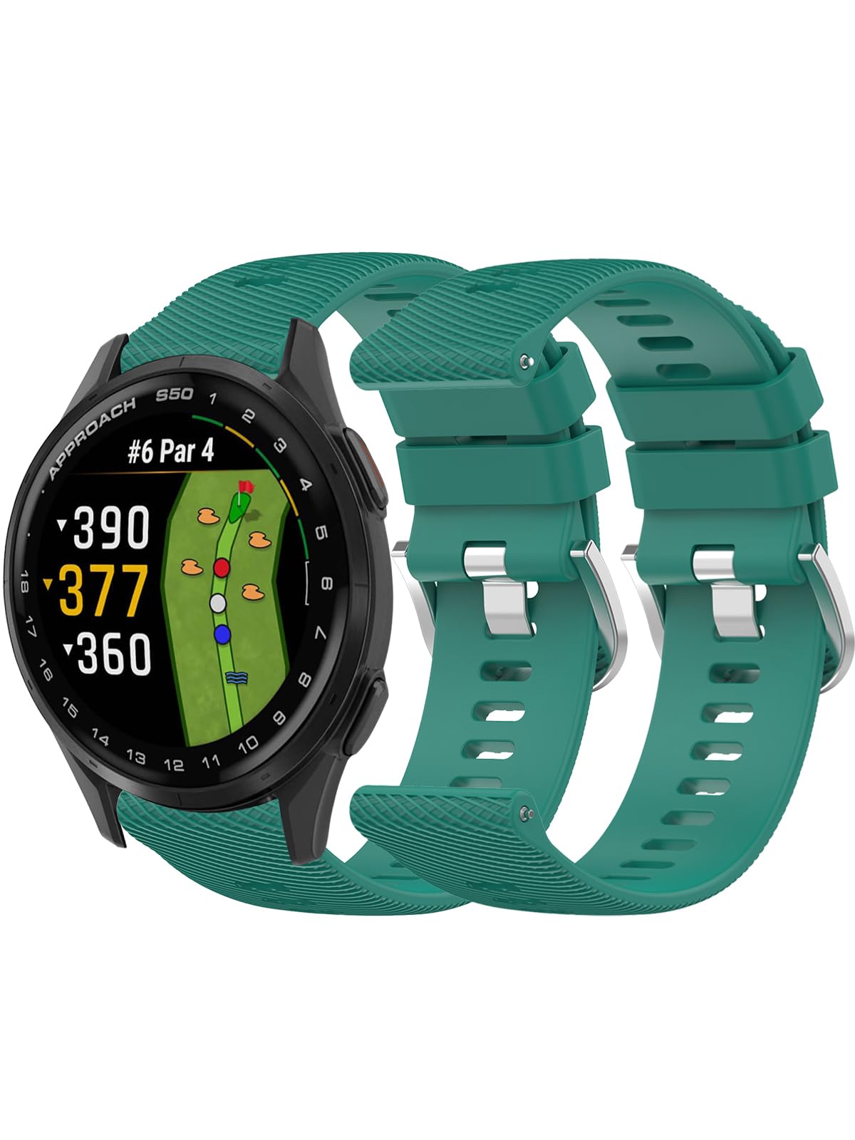 Compatible for Garmin Approach® S50 Smartwatch Band，Replacement New Soft Sport Silicone Waterproof Strap Wristbands for Garmin Approach® S50 Smartwatch.Pine green(2-pack)