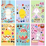 LINAYE 48 Sheets Easter Crafts Stickers for Kids Toddlers - Easter Make Your Own Stickers for Basket Stuffers, Treats Gifts Activities Party Favor Supplies for Kids