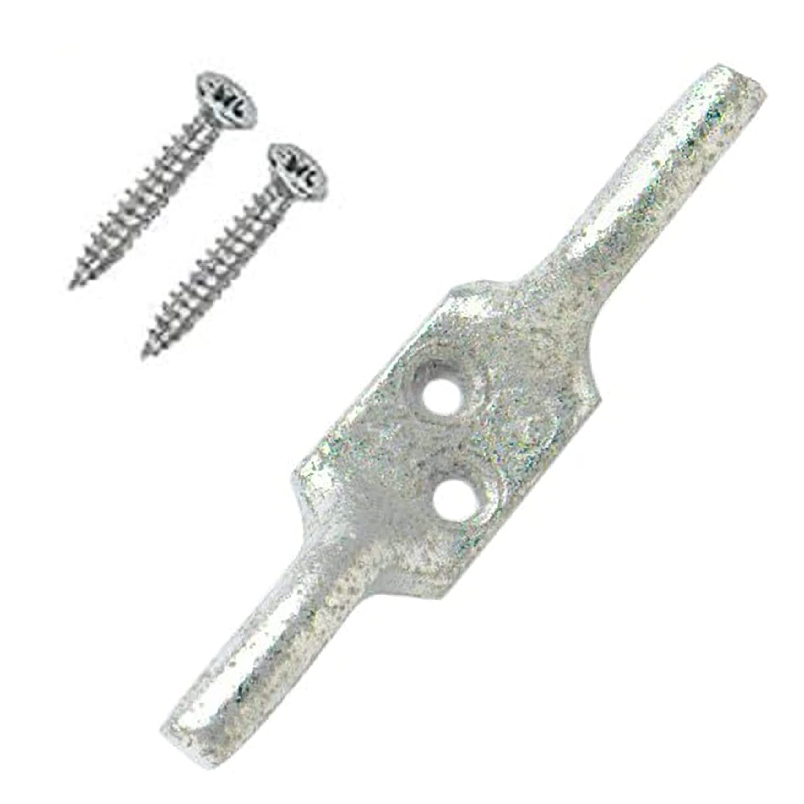SUL 100mm Heavy Duty Galvanised Rope Cord Cleat Hooks with Screws (4 Inch). Ideal for Flagpole, Trailer Rope, Tiebacks, Roman Blind Cord, Washing Lines