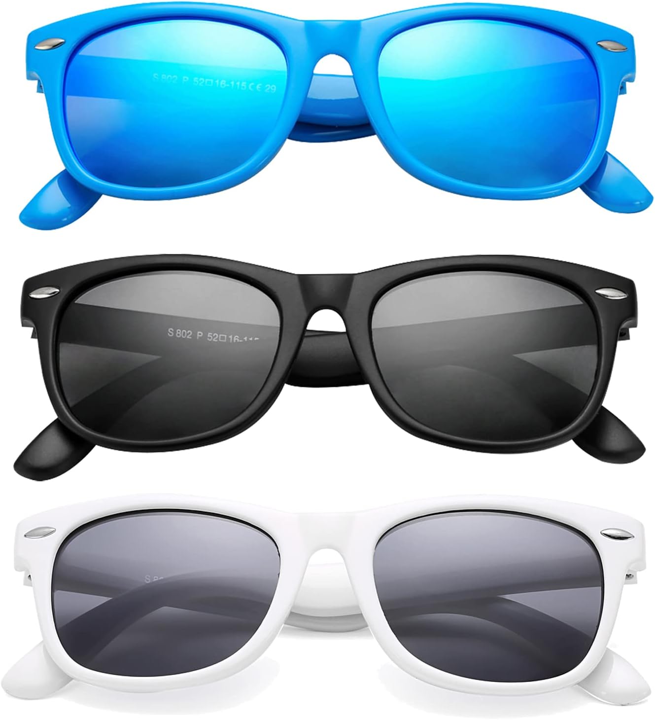 Kids Polarized Sunglasses TPEE Rubber Flexible Shades for Girls Boys Age 3-9
