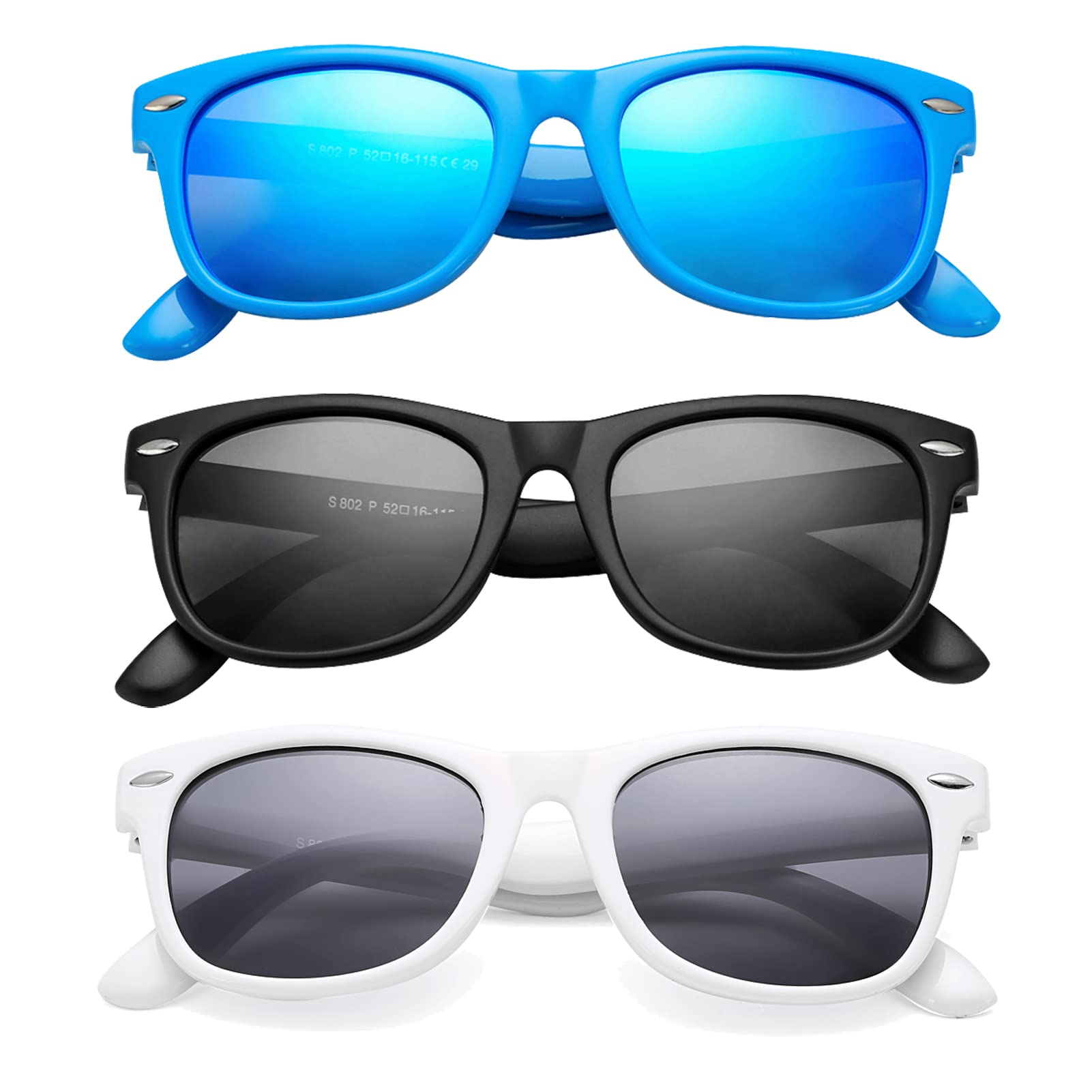 Kids Polarized Sunglasses TPEE Rubber Flexible Shades for Girls Boys Age 3-9
