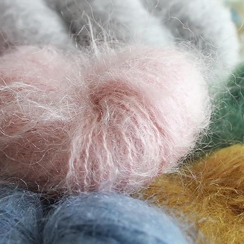 Miniatura 4 de 70% Mohair 30% Lana 1.76 ozMadeja Hilos pintados a mano Hilos coloridos y baratos (21 Vino Claro)