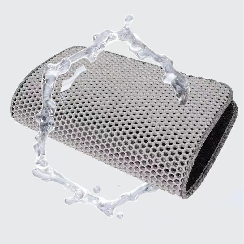 Miniatura 5 de Alfombrilla de arena para gatos con diseño de panal de abeja de doble capa, impermeable, resistente, suministros para gatos fáciles de limpiar