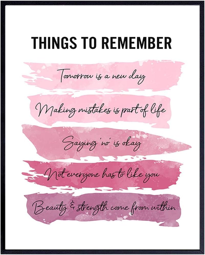 - Positive Inspirational Quotes Wall Decor - Uplifting Encouragement Gifts for Women, Girls, Teens, Daughter, BFF, Best Friend - Pink Motivational Wall Art Poster for Home Office, Bedroom, Bathroom